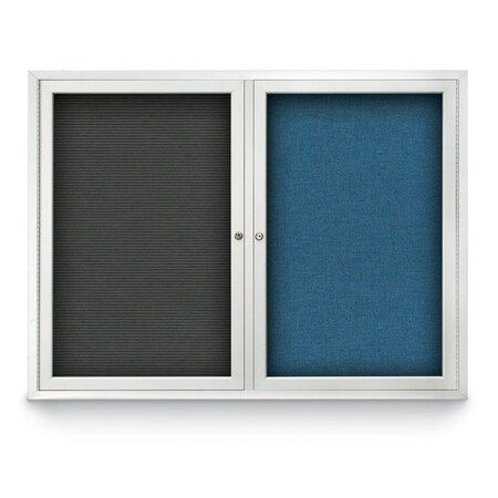 United Visual Products Corkboard, Cobalt/Bronze, 36" x 36" UV403I-BRONZE-COBACC